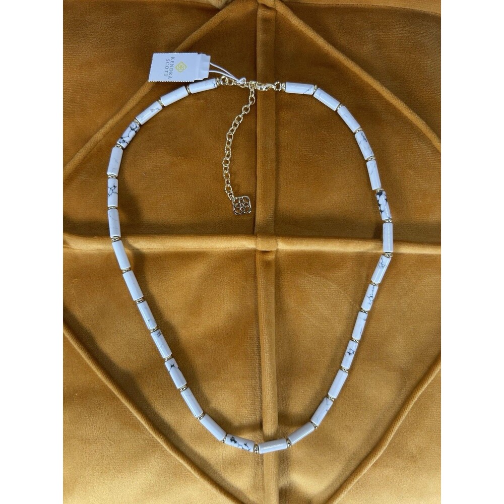 Kendra Scott Ember Gold Strand Necklace in White Variegated Magnesite - Picture 3 of 4